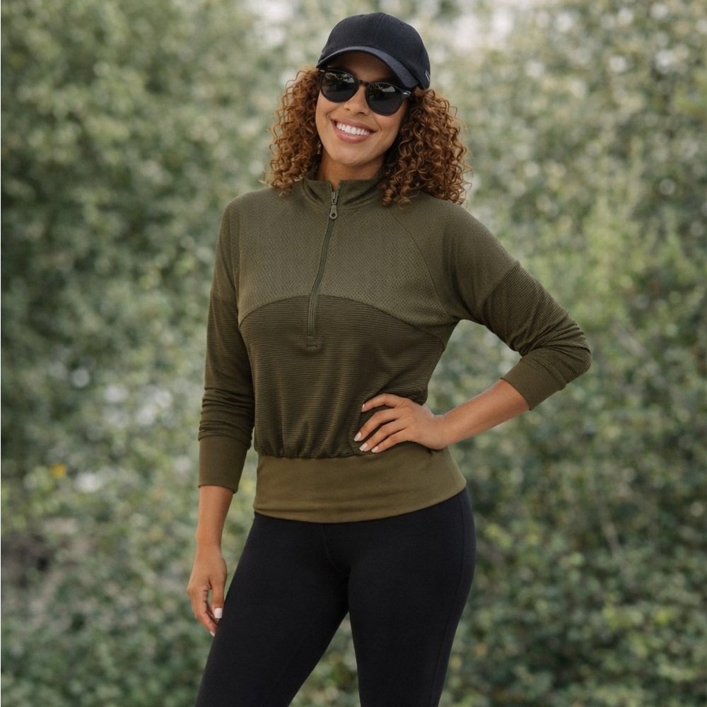 Olive Green Quarter-Zip Pullover